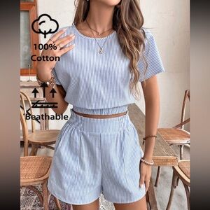 Striped Blue Two-Piece Set